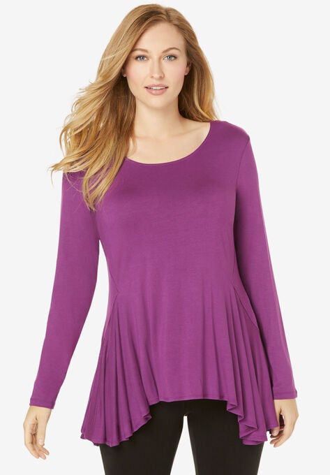 Flared Hi-Low Tunic, PURPLE TULIP, hi-res image number null