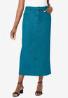 Classic Cotton Denim Long Skirt, DEEP TEAL, hi-res image number 0