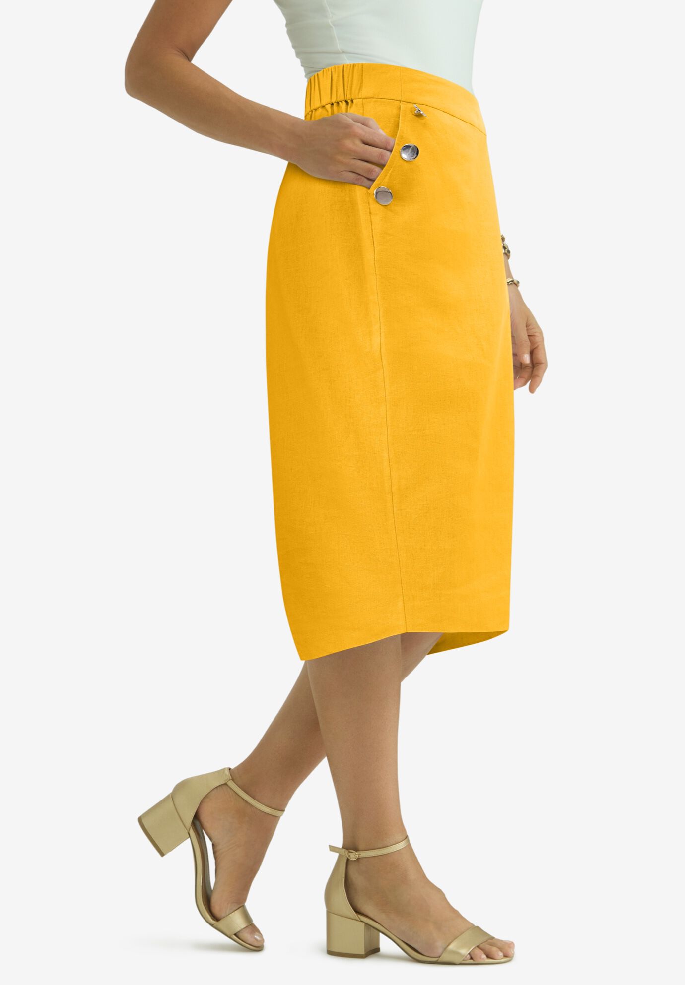 Linen Sailor Skirt, SUNSET YELLOW, alternate image number 2