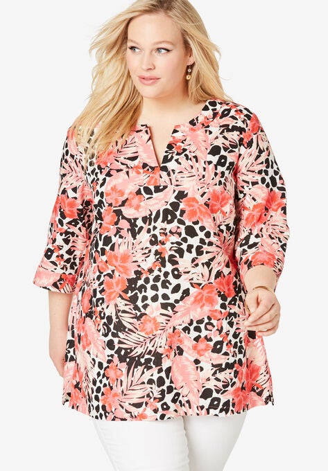 Linen V Neck Tunic Plus Size Shirts Blouses Fullbeauty