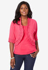 Crochet Trim Shrug, PINK BURST, hi-res image number null