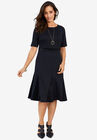 Ponte Fit & Flare Dress, BLACK, hi-res image number null