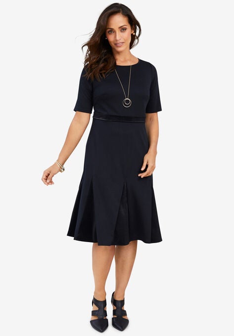 Ponte Fit & Flare Dress, BLACK, hi-res image number null