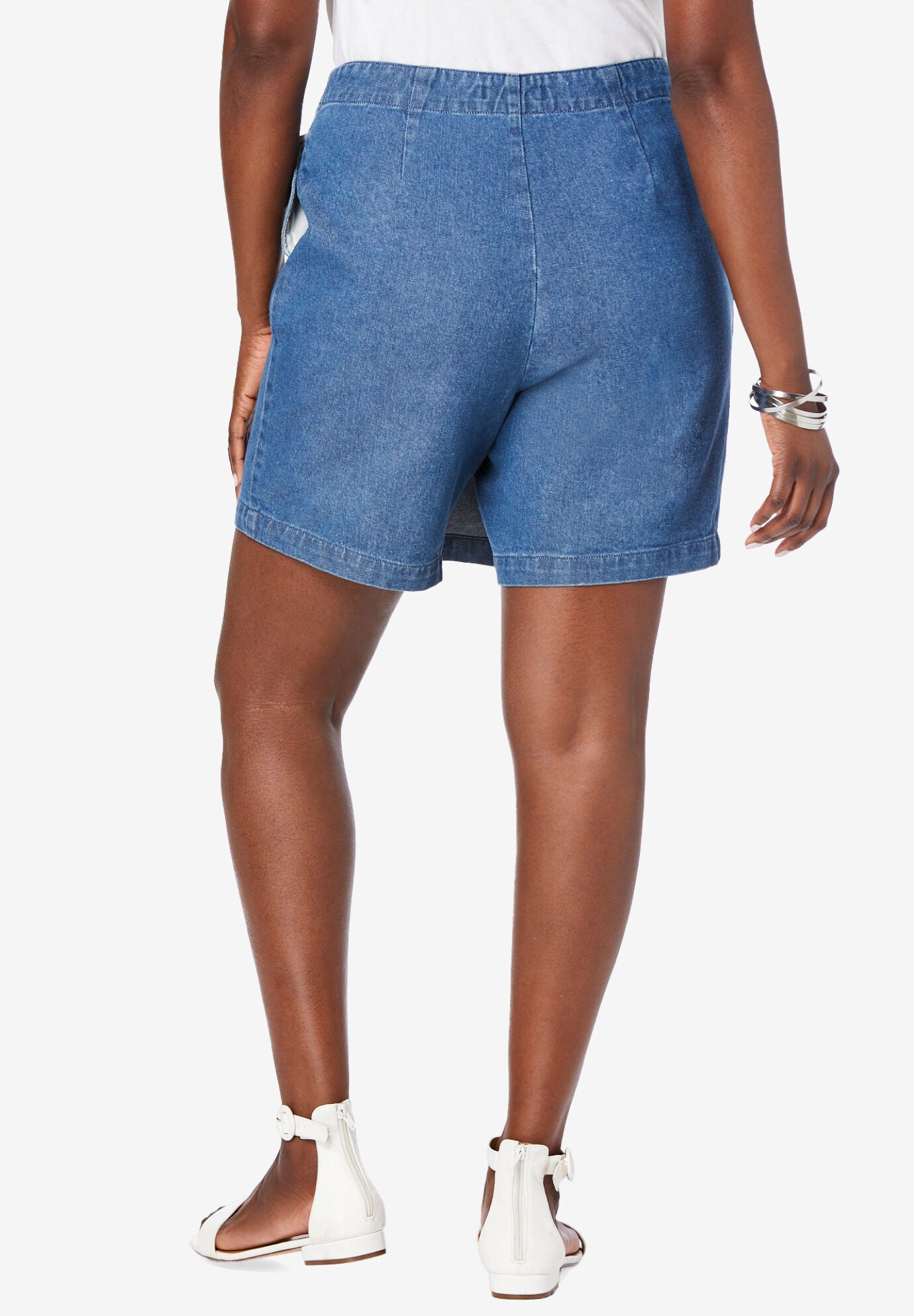 Classic Cotton Denim Skort, WHITE, on-hover image number 1