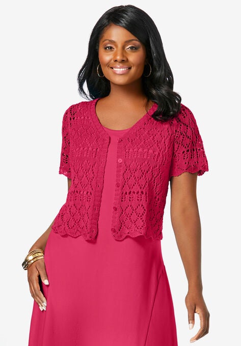 Crochet Shrug, PINK BURST, hi-res image number null