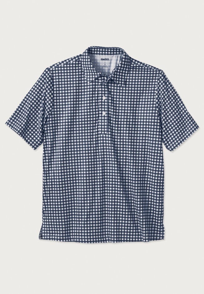 Performance Dress Collar Polo, NAVY GINGHAM, hi-res image number 0
