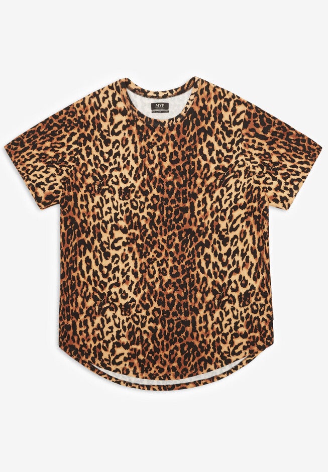 MVP Collections® Animal Print Curved Hem Tee, LEOPARD, hi-res image number null