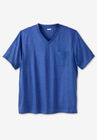 Shrink-Less™ Lightweight V-Neck Pocket T-Shirt, HEATHER NAVY, hi-res image number 0