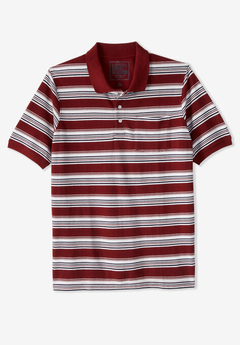 Liberty Blues™ Shrink-Less™ Pocket Piqué Polo Shirt, RICH BURGUNDY GROUND MULTI STRIPE, hi-res image number null