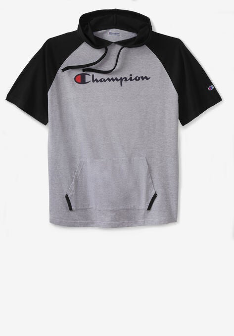 Champion® Short-Sleeve Hoodie, HEATHER GREY BLACK, hi-res image number null