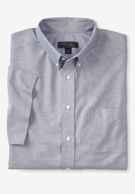 KS SIGNATURE WRINKLE-RESISTANT SHORT-SLEEVE OXFORD DRESS SHIRT, CLASSIC BLUE PINDOT, hi-res image number null
