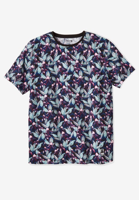 Lightweight Crewneck T-Shirt by Meekos, BLACK FLORAL, hi-res image number null