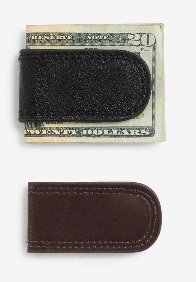 Leather Money Clip, BROWN, hi-res image number null