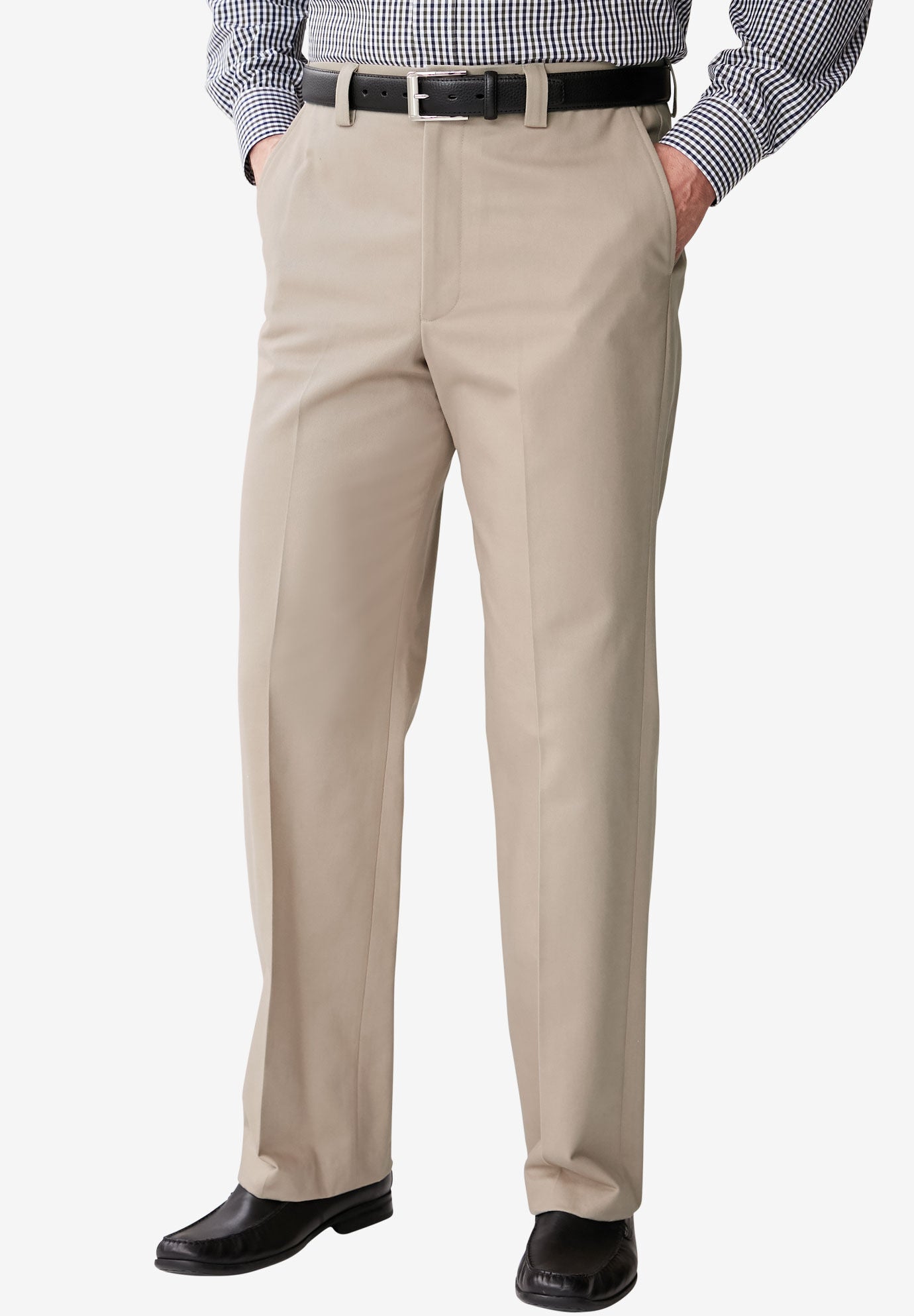 KingSize Mens Big /& Tall Relaxed Fit Wrinkle-Free Expandable Waist Plain Front Pants