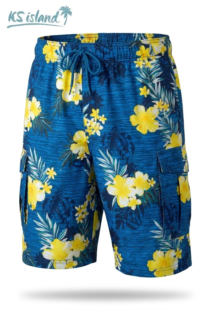 8 inches Flex Cargo Swim Trunks, YELLOW HIBISCUS, alternate image number 5
