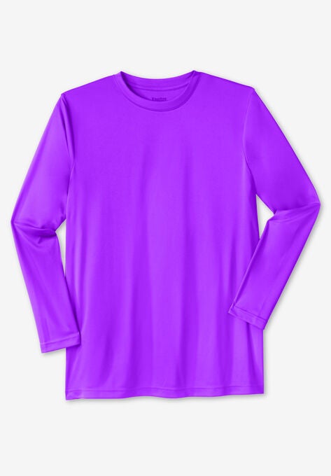 Moisture Wicking Long-Sleeve Crewneck Tee, ELECTRIC PURPLE, hi-res image number null