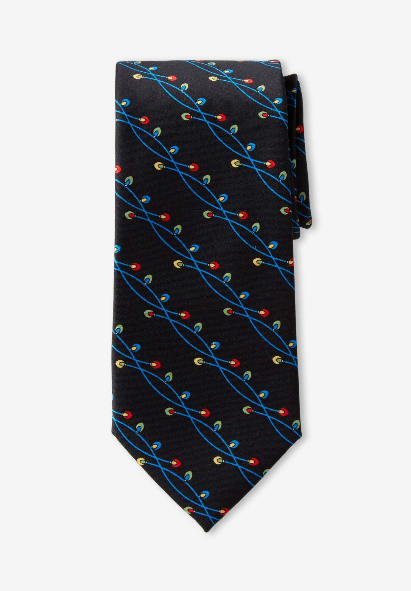 Extra Long Novelty Holiday Tie, HOLIDAY LIGHTS, hi-res image number 0