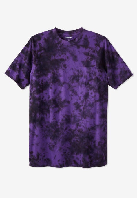 Shrink-Less™ Lightweight Longer-Length Crewneck Pocket T-Shirt, PURPLE MARBLE, hi-res image number null