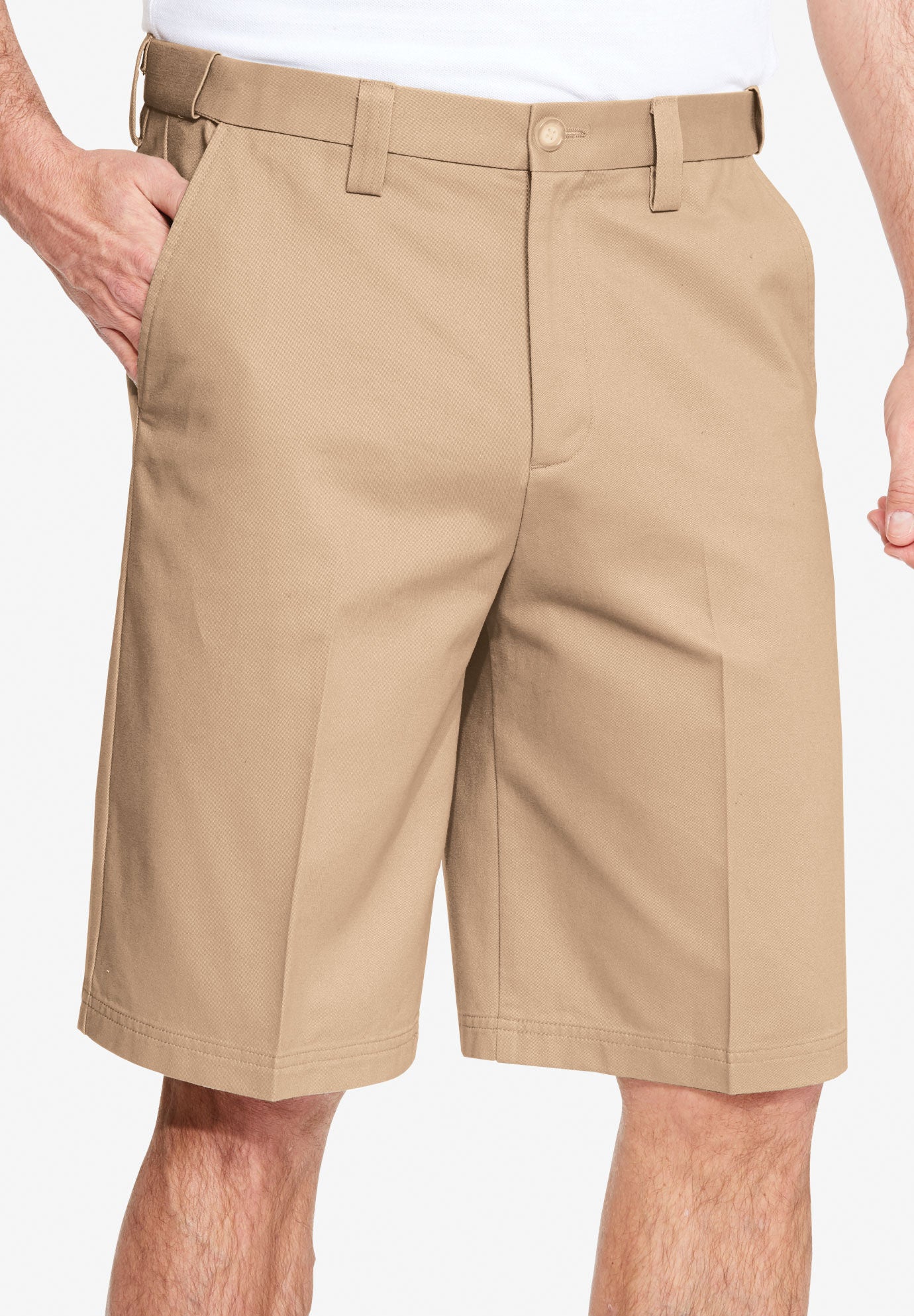KingSize Mens Big & Tall Classic Fit WrinkleFree Expandable Waist Plain Front Shorts