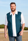 Short-Sleeve Colorblock Rayon Shirt, , alternate image number null