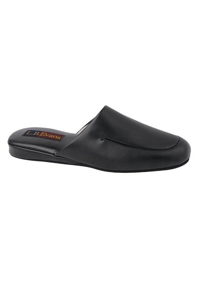 L.B. Evans Duke Scuff Leather Slippers, BLACK, hi-res image number null