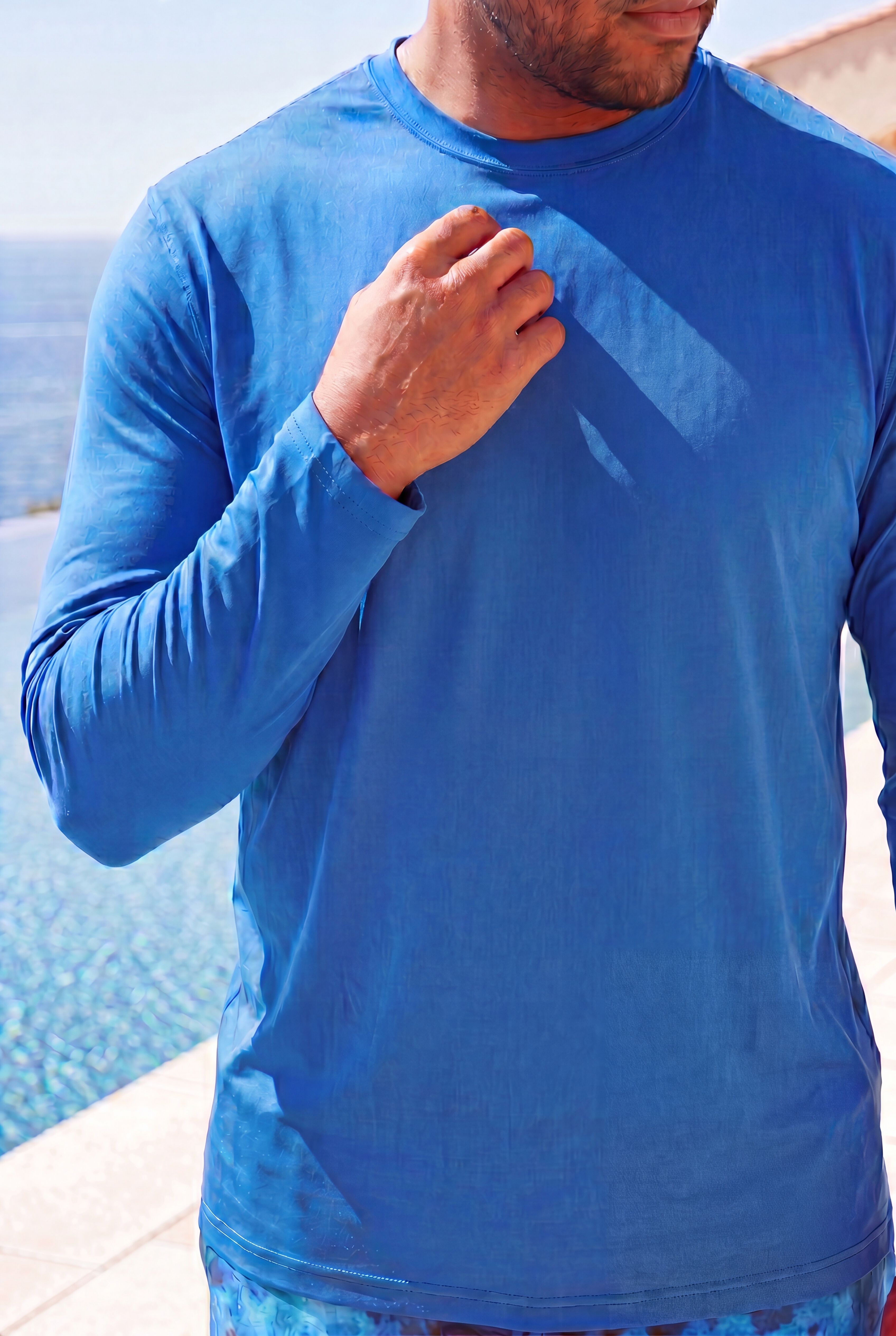 UPF 50 Long Sleeve Swim Top, ROYAL BLUE, alternate image number 4