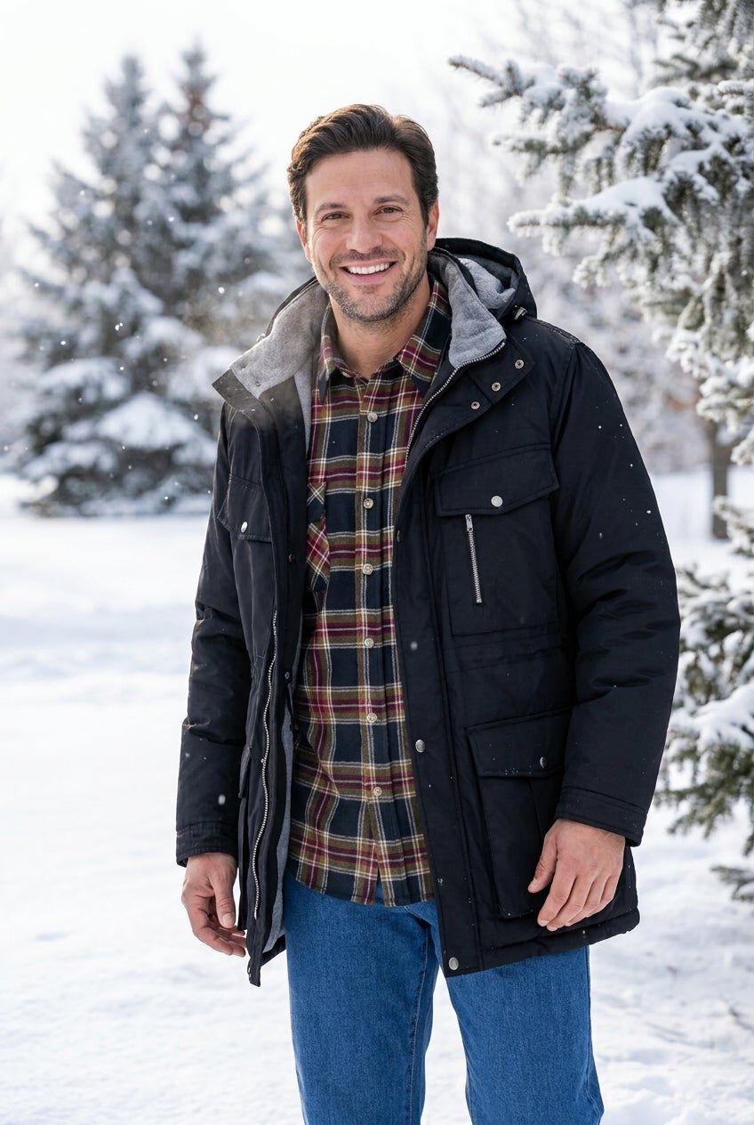 Fleece-Lined Parka with Detachable Hood and 6 Pockets, BLACK, hi-res image number 0