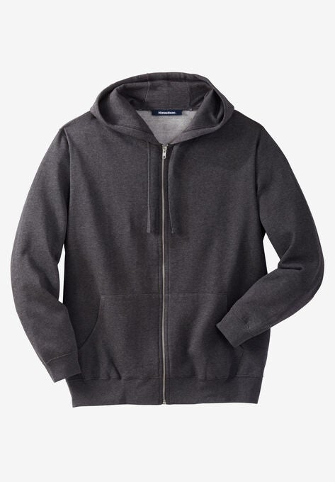 Fleece Zip-Front Hoodie, HEATHER CHARCOAL, hi-res image number null