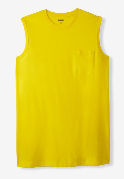 Shrink-Less™ Longer-Length Lightweight Muscle Pocket Tee, CYBER YELLOW, hi-res image number null