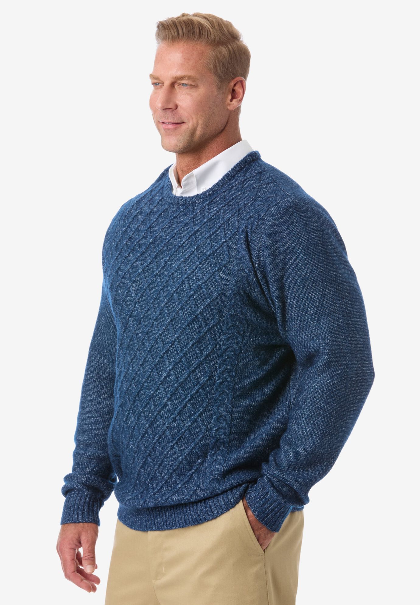 Soft Cable Knit Crewneck Sweater, , alternate image number 2