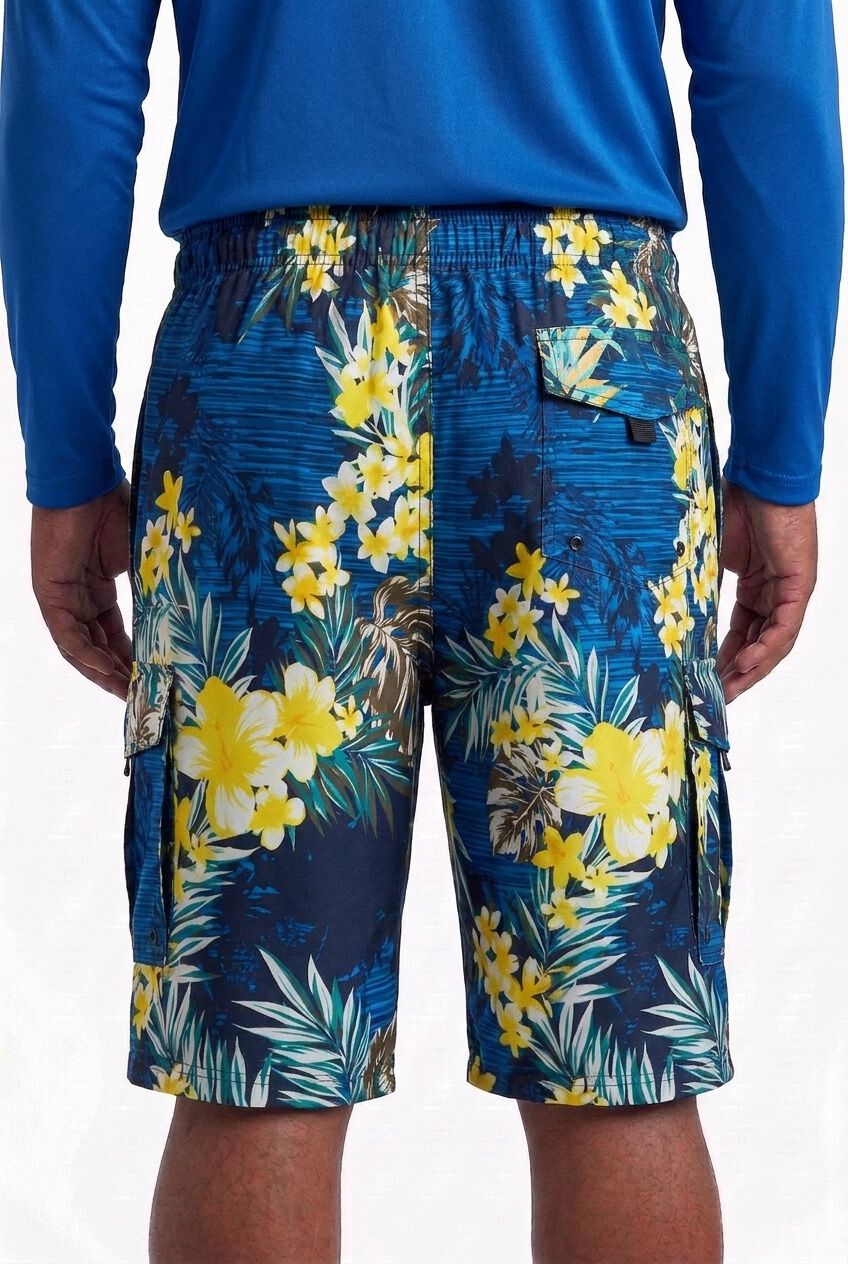 8 inches Flex Cargo Swim Trunks, YELLOW HIBISCUS, alternate image number 4