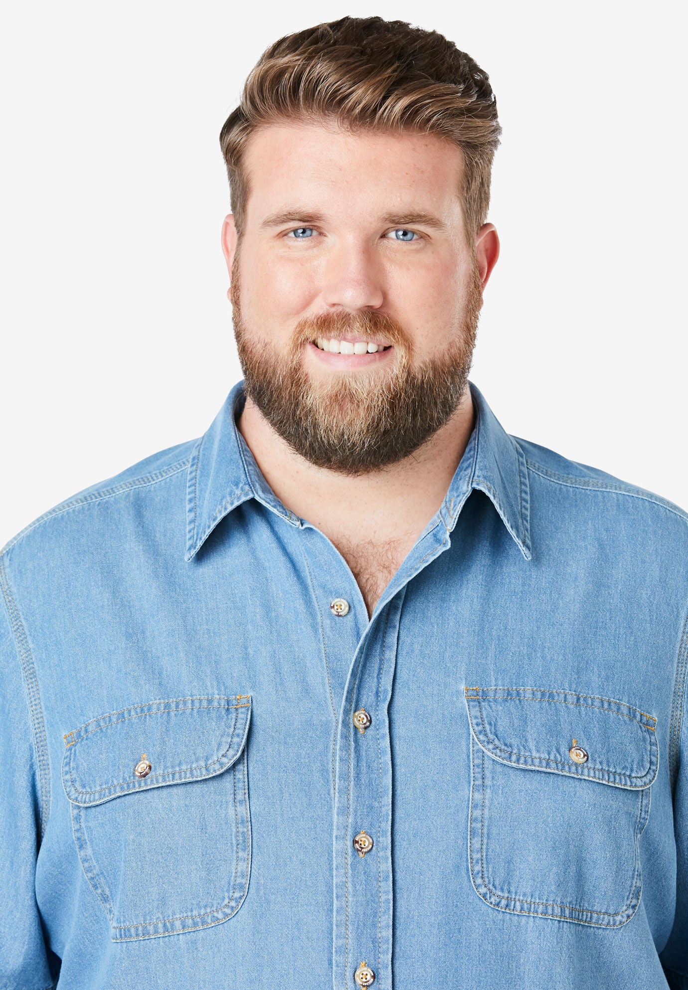 Short Sleeve Denim and Twill Shirt, , alternate image number 5