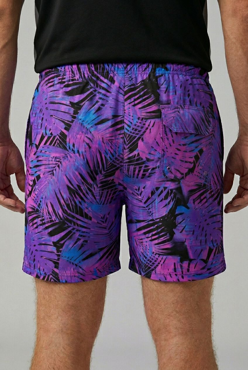 5 inches Swim Shorts with Super Stretch Liner, BRIGHT PURPLE LEAF, alternate image number 4