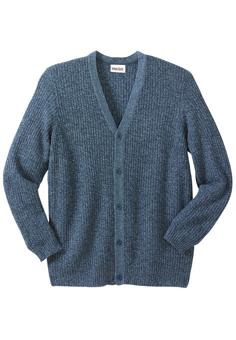 Shaker Knit V-Neck Cardigan Sweater, NAVY MARL, hi-res image number null