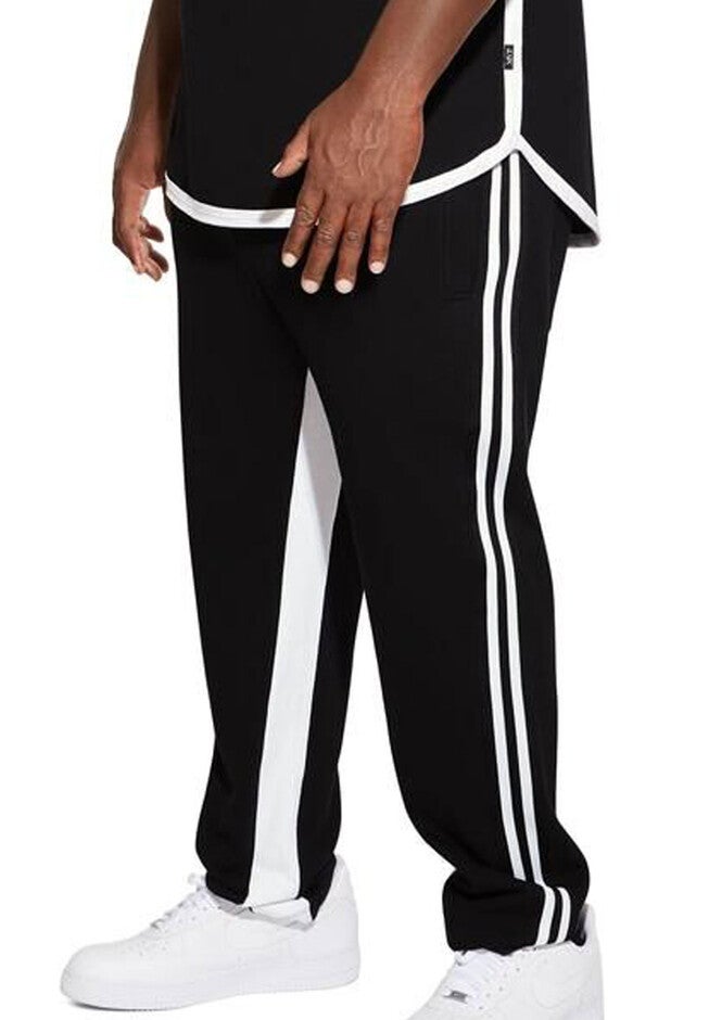 MVP Collections® French Terry Striped Track Pants, ONYX, hi-res image number 0