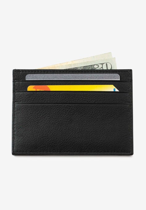 RFID Leather Card Holder, BLACK, hi-res image number null