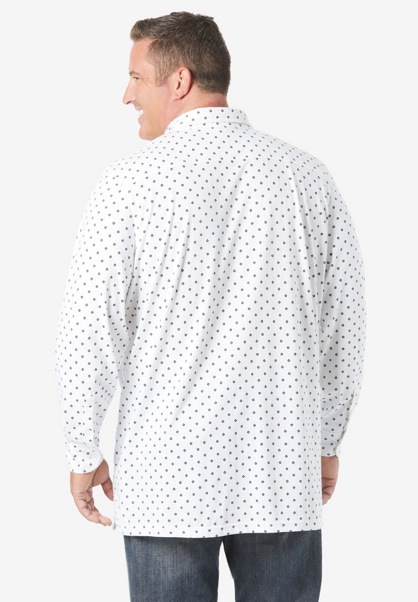 Stretch Knit Long Sleeve Buttondown, , on-hover image number 1