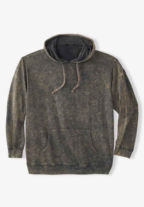 Lightweight Shrinkless Terry pullover hoodie, CHARCOAL ACID WASH, hi-res image number null