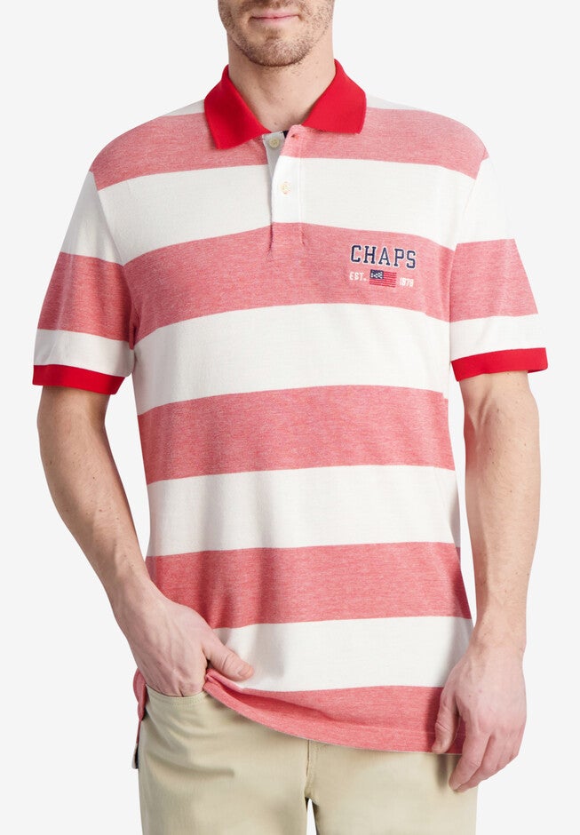 Chaps® Birds Eye Pique Novelty Polo, PEPPER RED, hi-res image number null