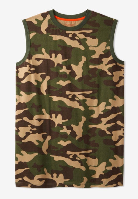 Boulder Creek® Longer-Length Heavyweight Muscle Tee, OLIVE CAMO, hi-res image number null