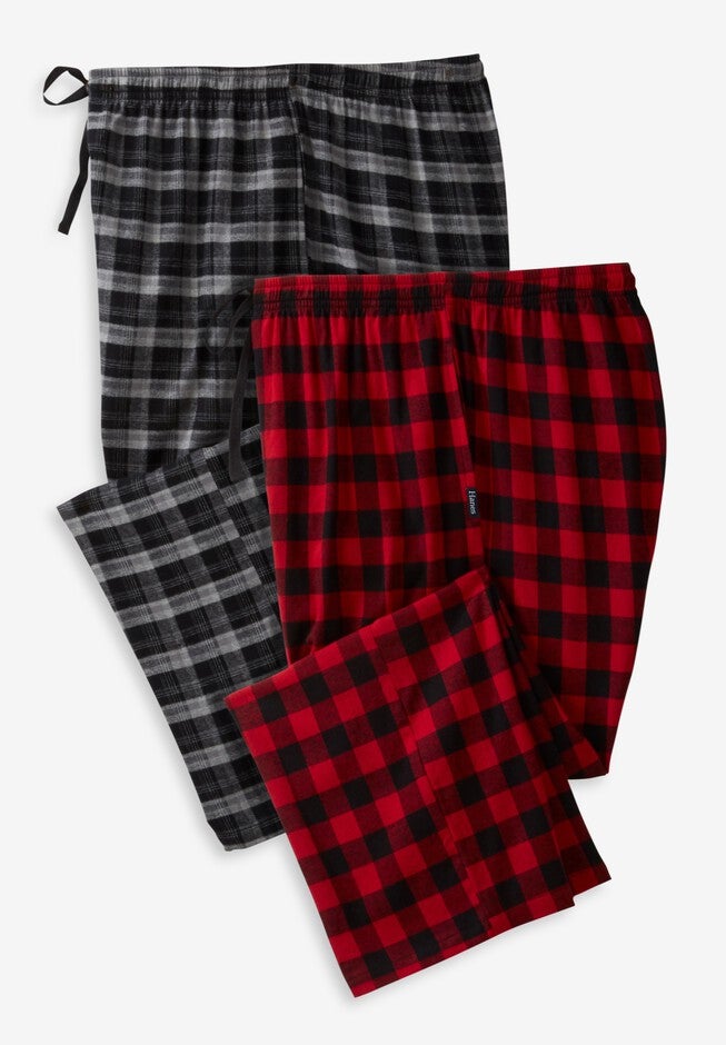 Hanes® Flannel Pajama Pants 2-Pack, RED BLACK PLAID, hi-res image number 0