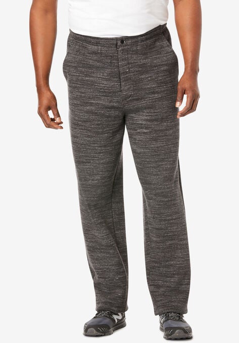 Fleece Zip Fly Pants, BLACK WHITE HEATHER, hi-res image number null