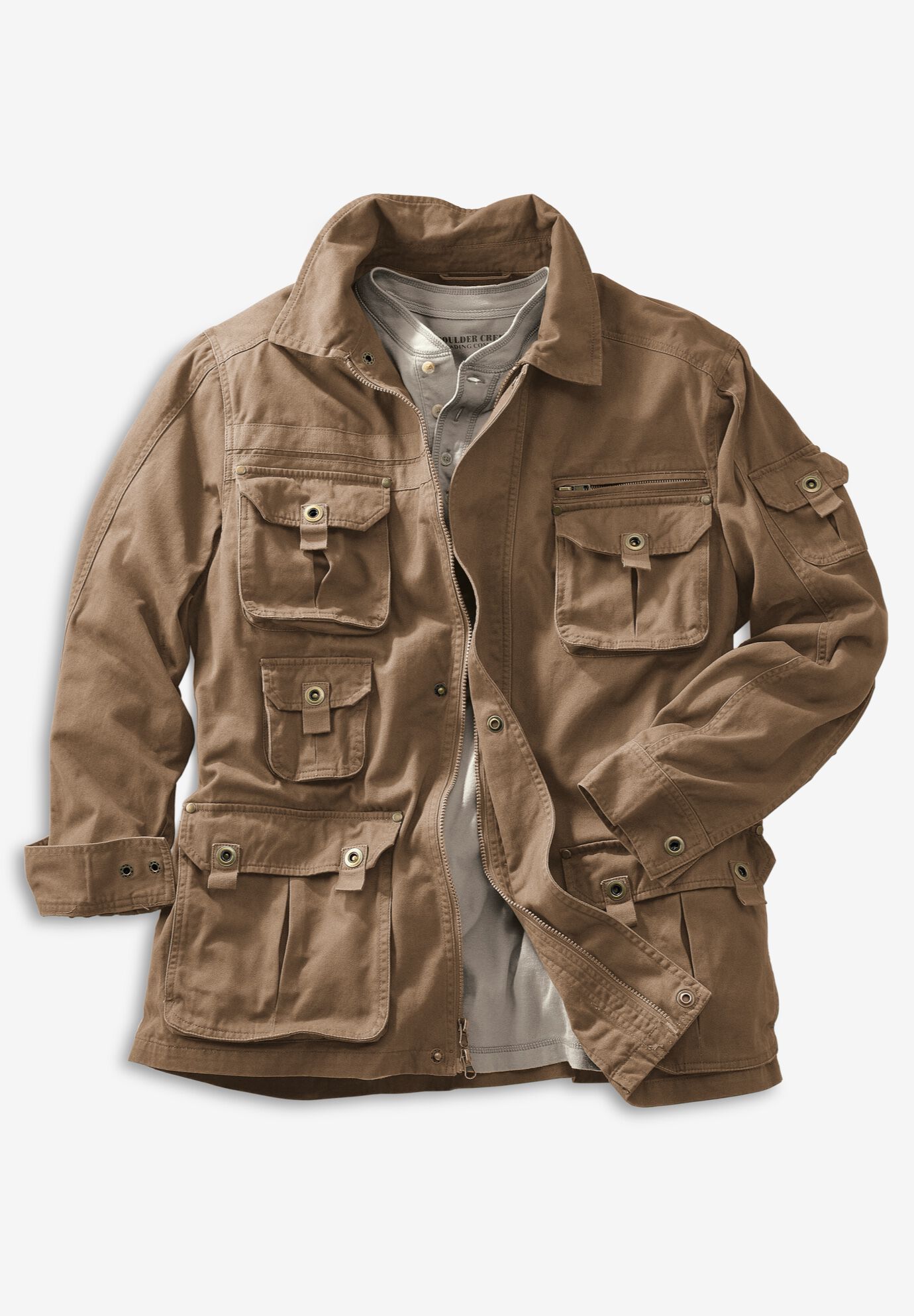 9 Pocket Twill Utility Jacket, MAPLE BROWN, alternate image number 4