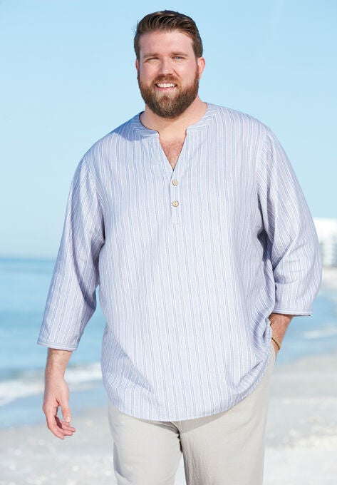Gauze Mandarin Collar Shirt, , alternate image number null