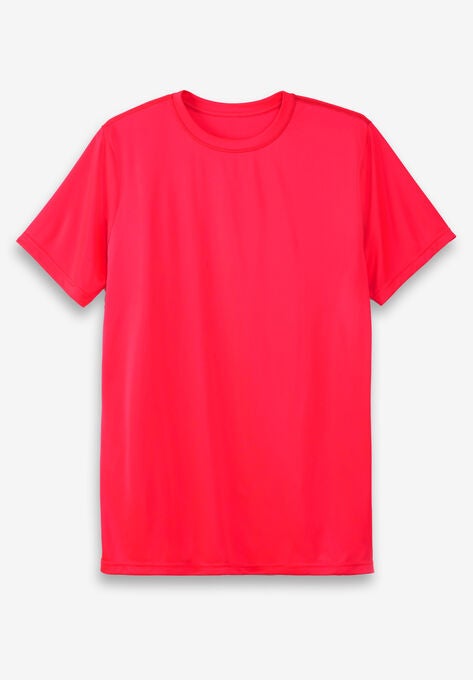 Moisture-Wicking Longer-Length Short Sleeve Crewneck Tee, ELECTRIC PINK, hi-res image number null
