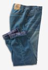 Flannel-Lined Side-Elastic Jeans, , alternate image number 1