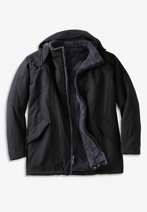 Sherpa-Lined Parka, BLACK, hi-res image number null