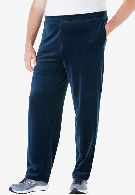 Velour Open Bottom Pants, NAVY, hi-res image number null