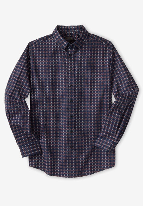 KS Signature No Hassle® Long-Sleeve Button-Down Collar Dress Shirt, NAVY DIAMOND, hi-res image number null