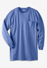 Shrink-Less™ Lightweight Longer-Length Long-Sleeve Crewneck Pocket Tee, HEATHER NAVY, hi-res image number null